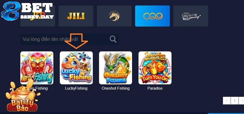 Lucky Fishing – Tận hưởng game bắn cá vui vẻ, sống động 8 Lựa chọn sảnh CQ9 và sau đó chọn Lucky Fishing